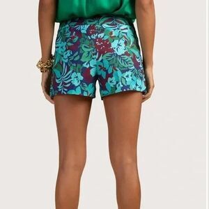 Trina Turk Corbin RED Multicolor Floral Print Mid Rise Shorts Sz 4